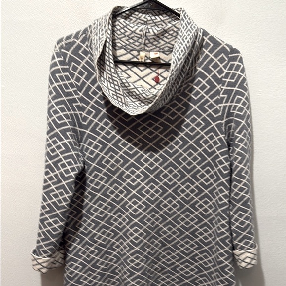 Moth Medium Cowled Galena Pullover Geometric Patterned Gray Sweater Alpaca Blend - Picture 5 of 10